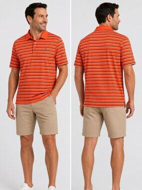Callaway Men's Opti-Dri Orange Striped Golf Polo Shirt - Size Medium